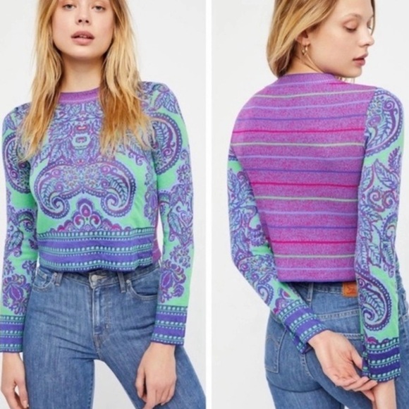 Free People • New Age Cropped Nylon Paisley Sweater - Picture 10 of 10